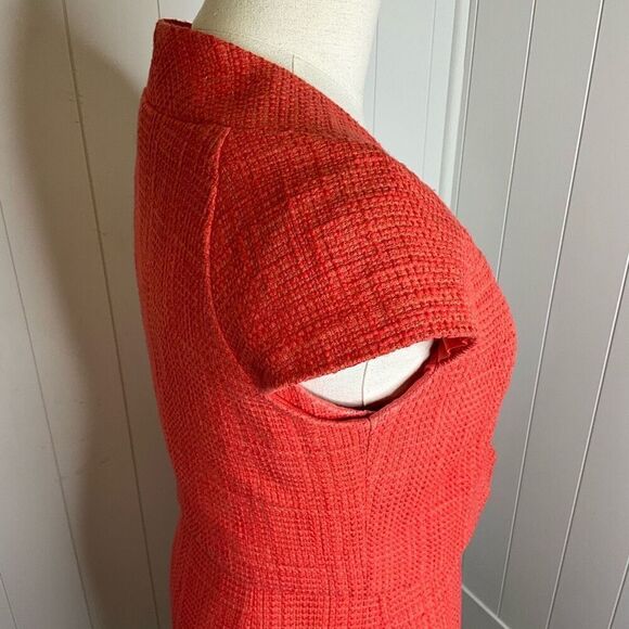 Ellen Tracy Women Size 6 Two Piece Tank Dress & Jacket Red Button Front Textured - Picture 7 of 16